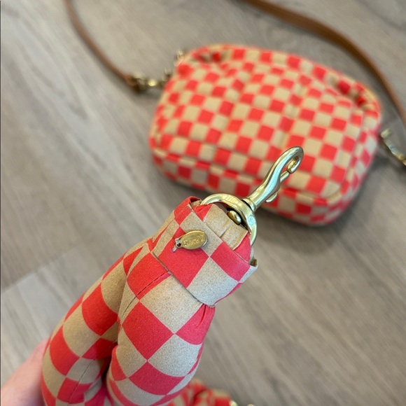 Clare V Red and Cream Checkered Crossbody Bag - Picture 6 of 8